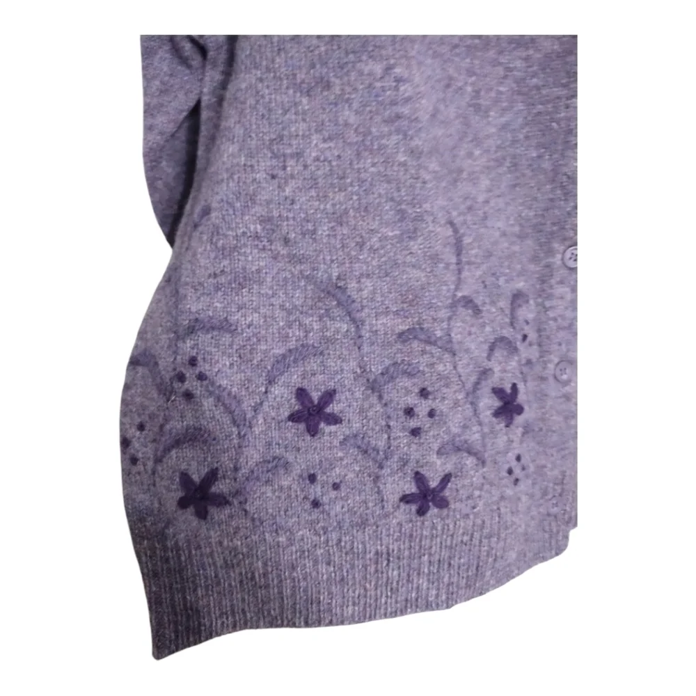 Vintage Rosanna Lambswool Embroidered Grandmacore Prairie Cottagecore Cardigan M